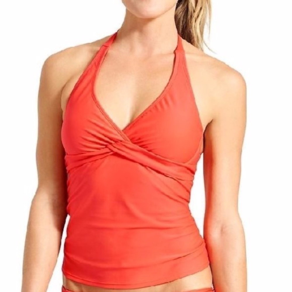 Athleta Tara Halter Tankini Swim Suit Top Coral